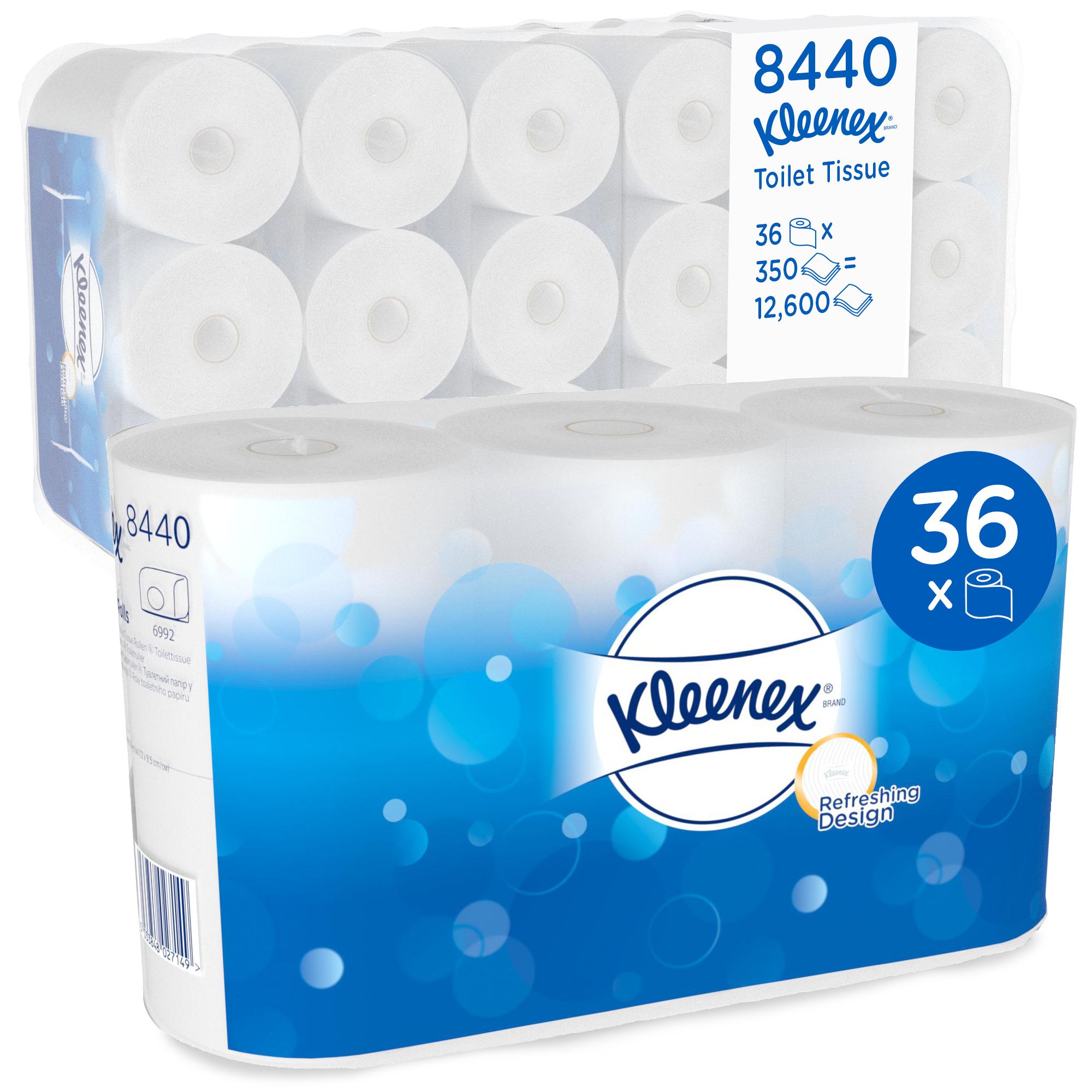 8440 Туалетная бумага в стандартных рулонах Kleenex 350 премиум-класса с логотипом - 36 рулонов по 42 метра