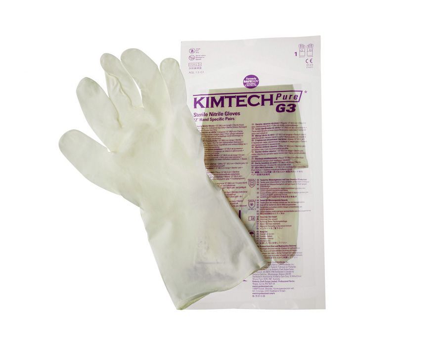 HC61165 Стерильные нитриловые перчатки Kimtech Pure G3 Sterile White для чистых комнат ISO Class 3 - 400 штук, 30 см, XS+