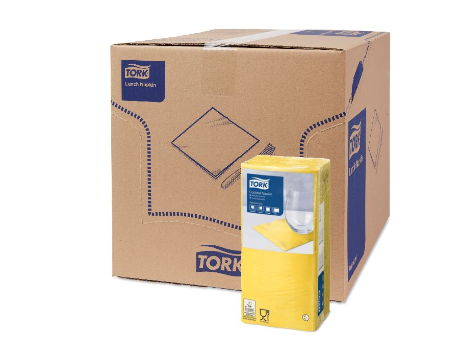 477823 Салфетки Tork желтые двухслойные, 24 x 24 см, 200 листов