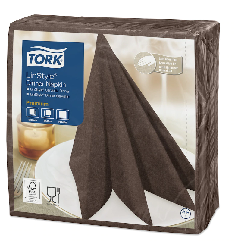478728 Салфетки для декора стола Tork LinStyle Premium какао, 50 шт
