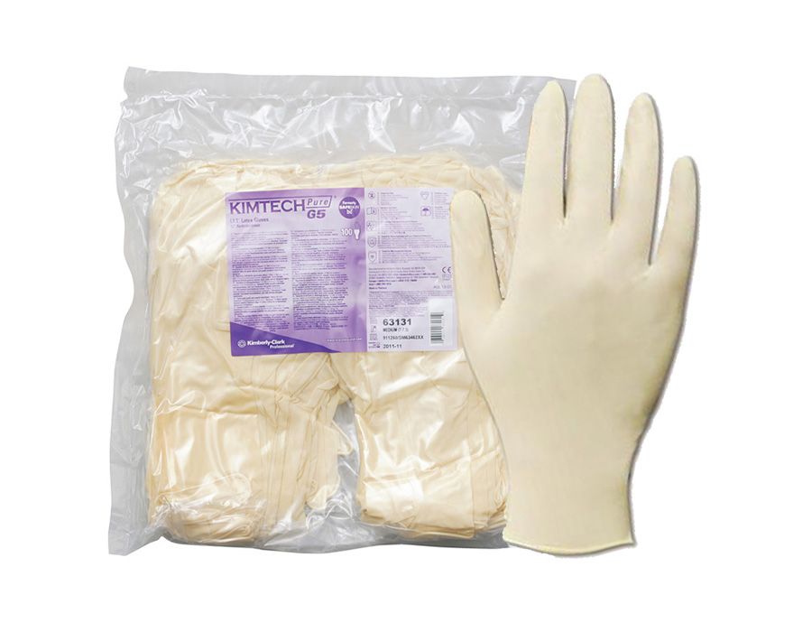 HC1175S Стерильные латексные перчатки Kimtech Pure G5 Sterile для чистых комнат ISO Class 5 - 400 штук, 30 см, S+