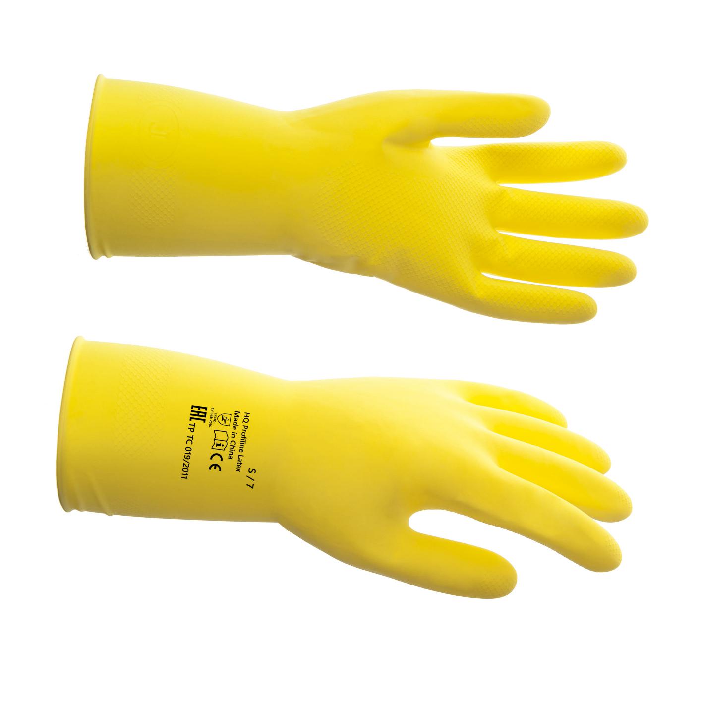 73581 Латексные многоразовые перчатки HQ Profiline - желтые, размер S