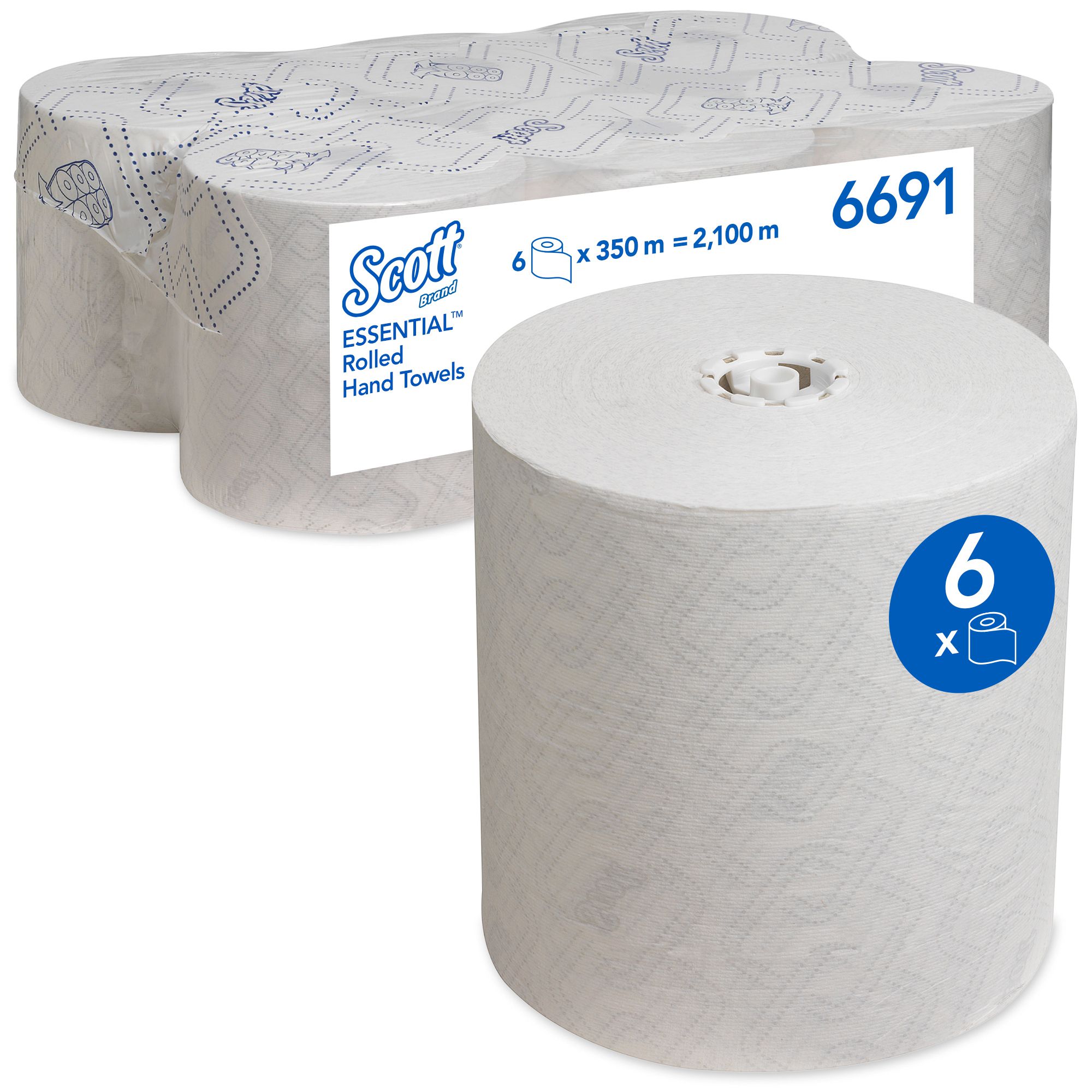 6691 Бумажные полотенца в рулонах Scott Essential - 6 рулонов по 350 метров