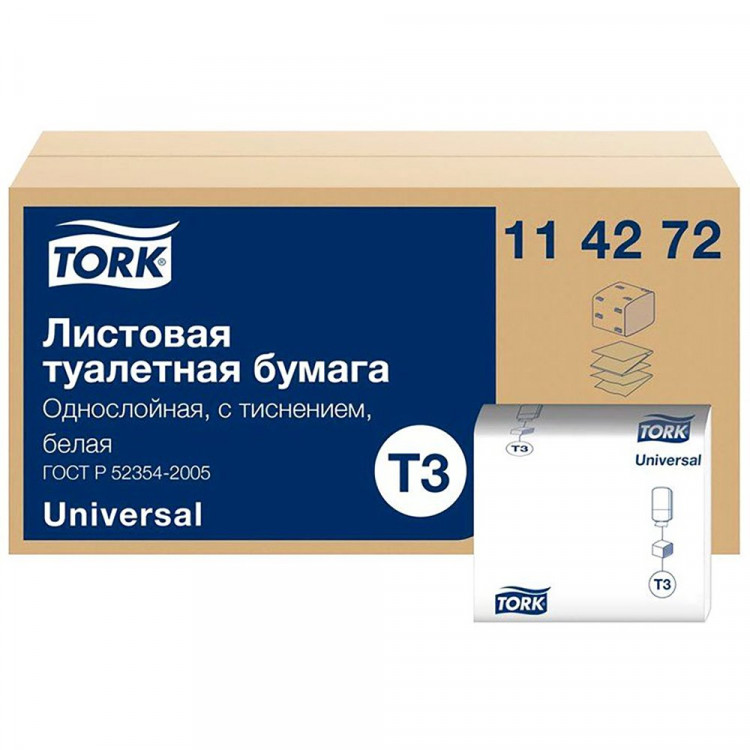114272 Листовая туалетная бумага Tork Universal, 1 слой - 40 пачек по 250 листов