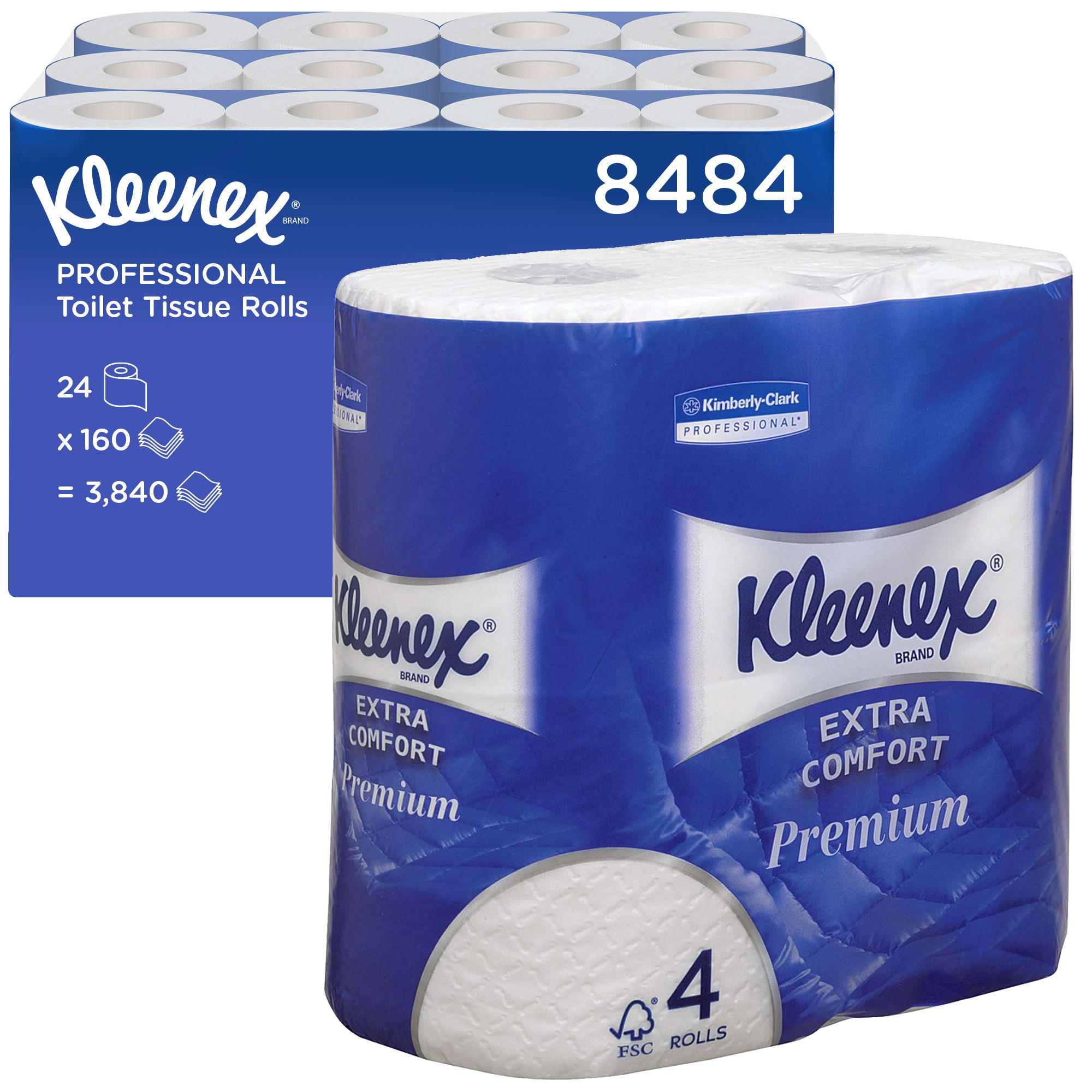 8484 Туалетная бумага в стандартных рулонах Kleenex Premium Extra Comfort премиум-класса - 24 рулона по 19,2 метра