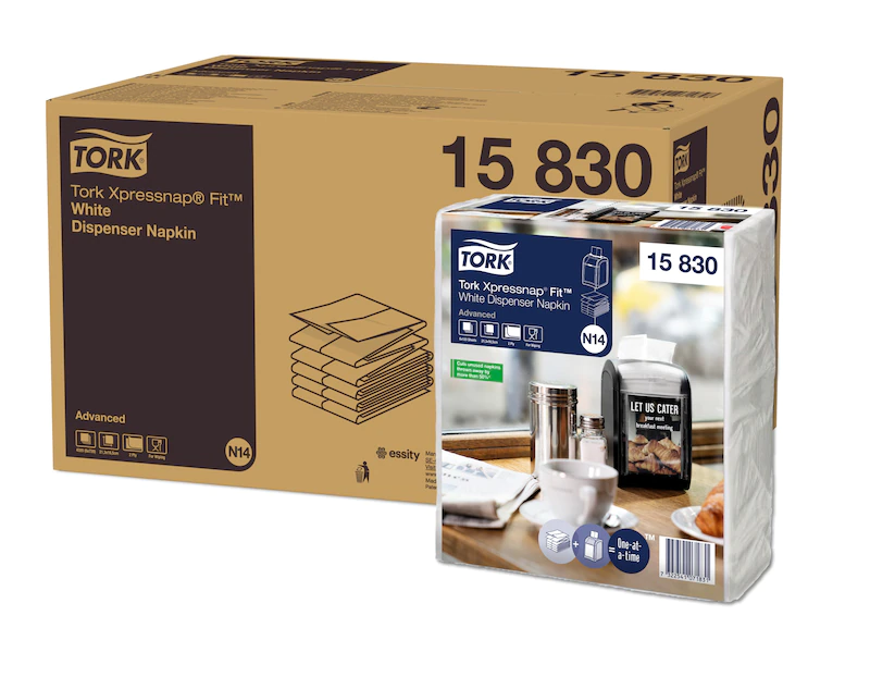 15830 Диспенсерные салфетки Tork Xpressnap Fit натуральные белые двухслойные, 6 пачек по 720 листов