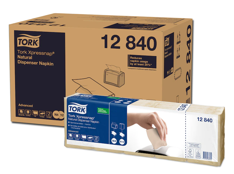 12840 Диспенсерные салфетки Tork Xpressnap натуральные, 1125 шт