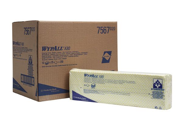 7567 Протирочный материал WypAll X80 для уборки поверхностей - 10 пачек по 25 листов