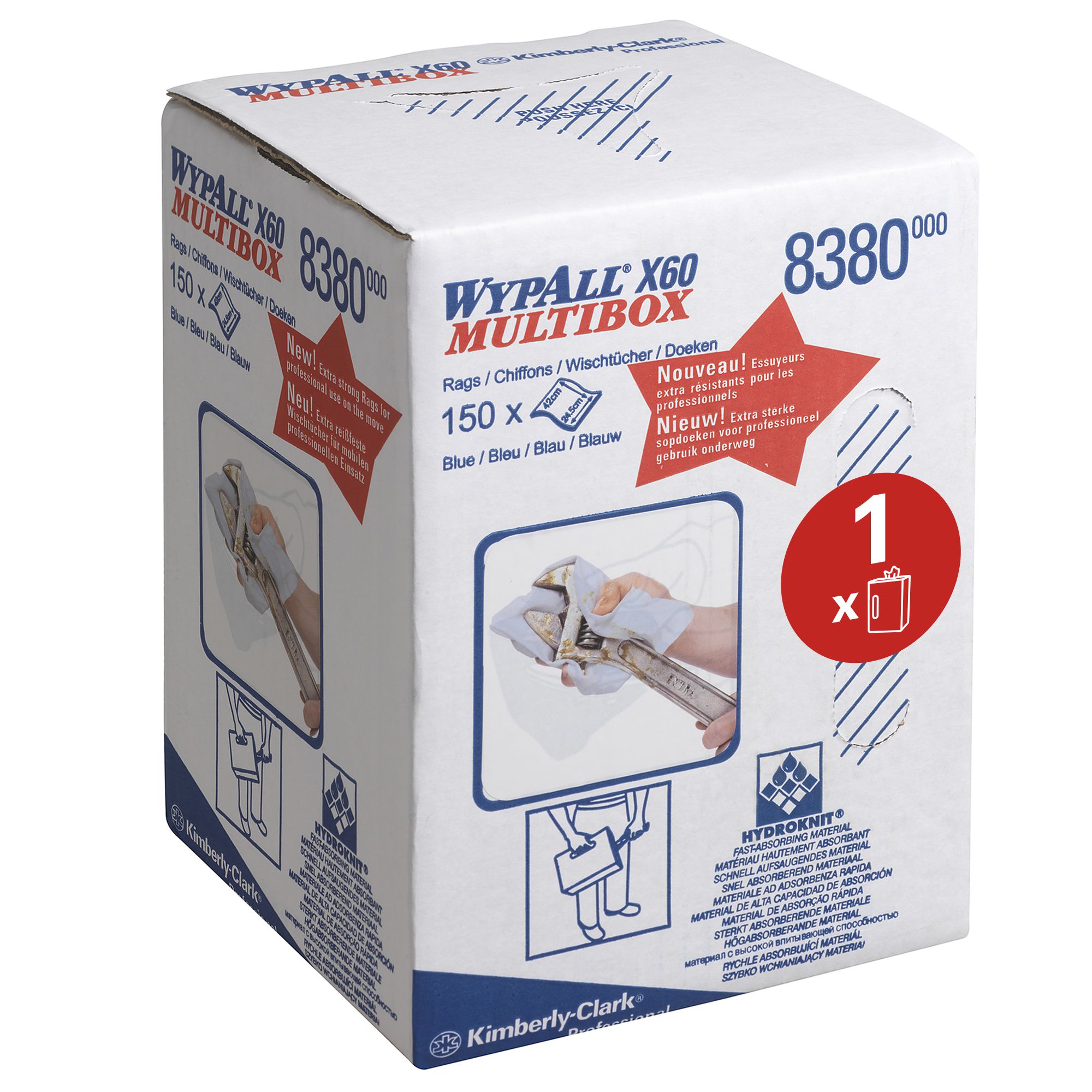 8380 Протирочный материал WypAll X60 в коробке - 1 коробка, 150 листов