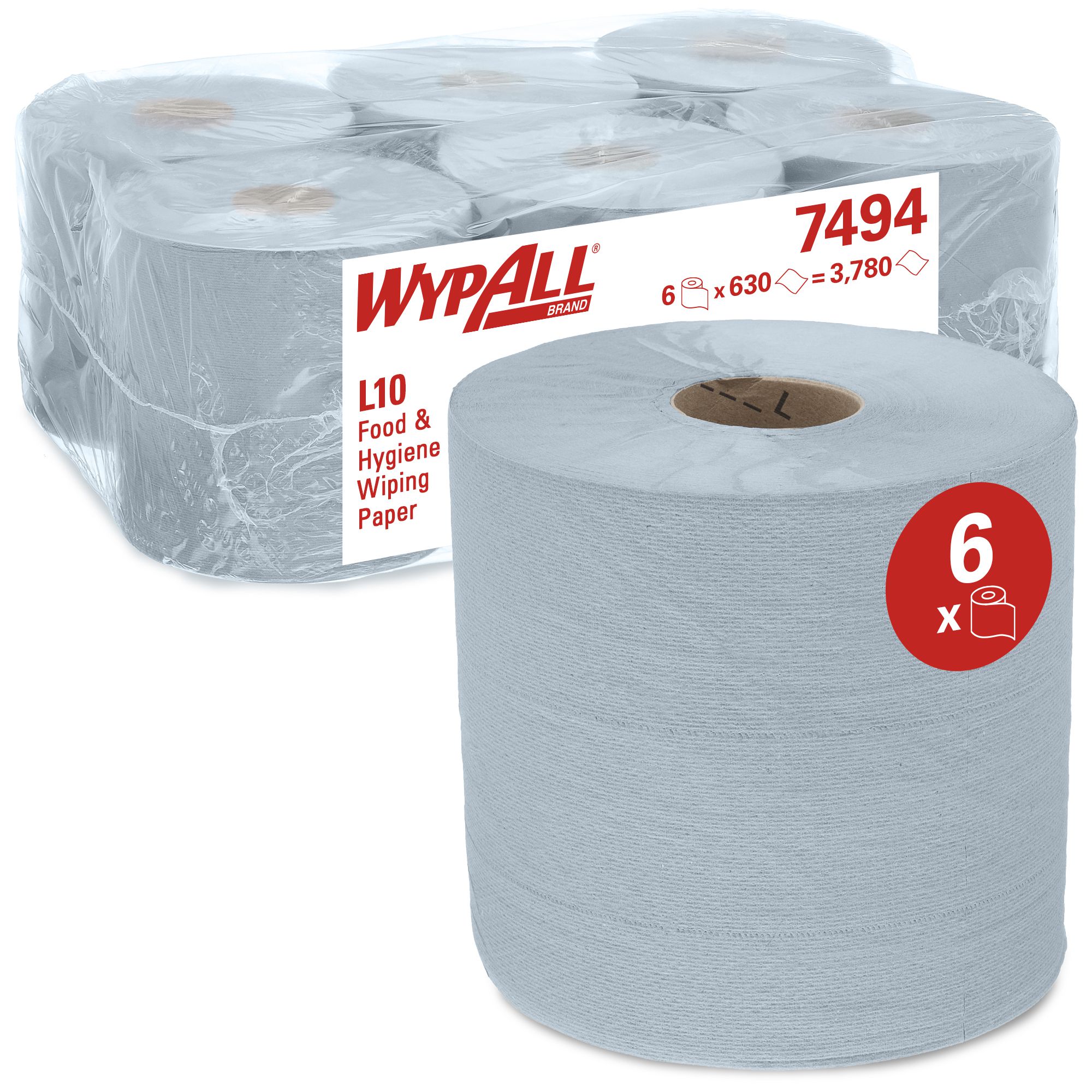 7494 Протирочный материал WypAll L10 Extra для легких задач - 6 рулонов по 630 листов