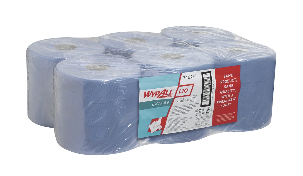 7492 Протирочный материал WypAll L10 Extra+ для полировки стекла и гладких поверхностей - 6 рулонов по 400 листов