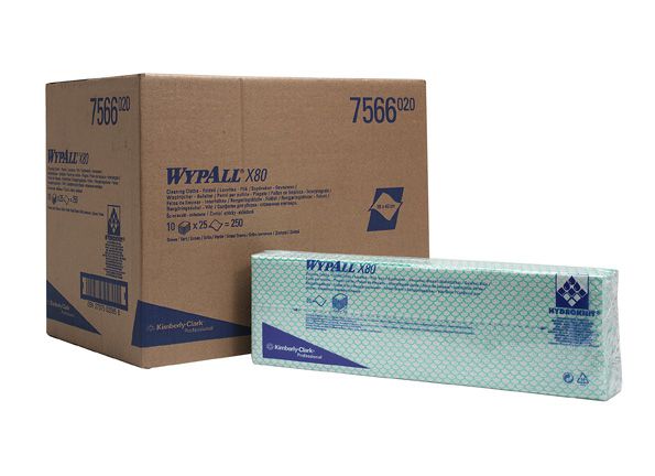 7566 Протирочный материал WypAll X80 для уборки поверхностей - 10 пачек по 25 листов