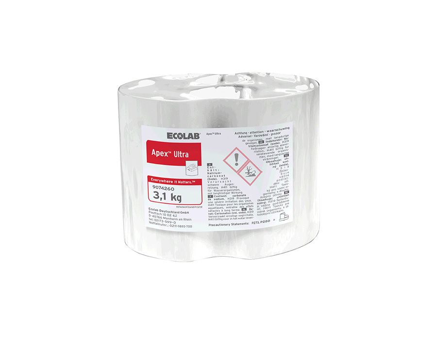 9087530 Твердое средство в брикете для посудомоечных машин Ecolab Apex Ultra, 3 кг