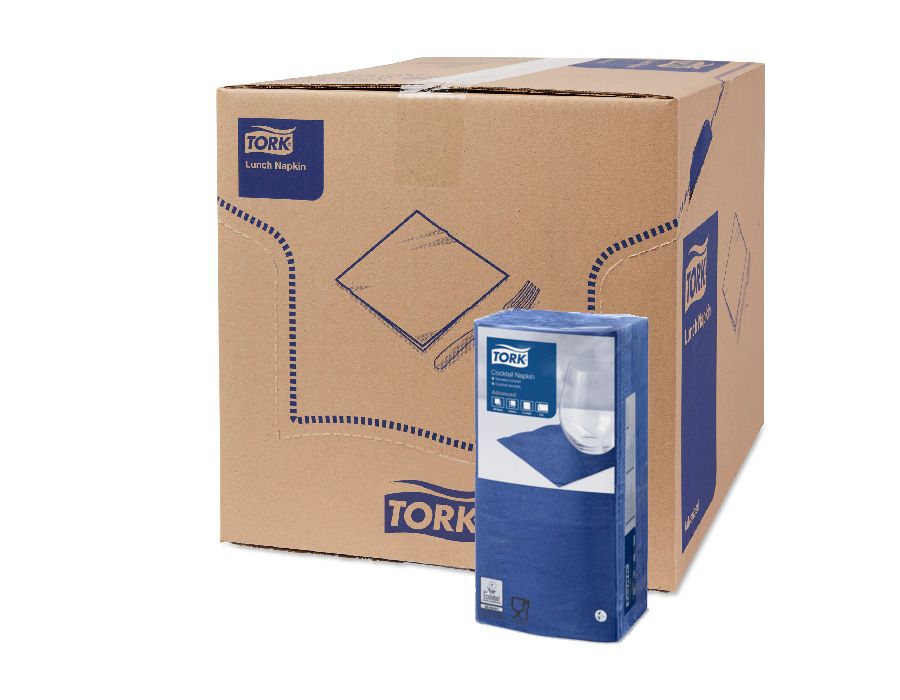 477825 Салфетки Tork темно-синие двухслойные, 24 x 24 см, 200 листов