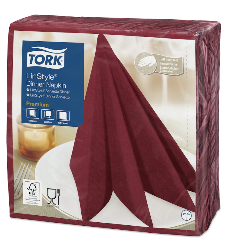 478855 Салфетки для декора стола Tork LinStyle Premium бургунди, 50 шт
