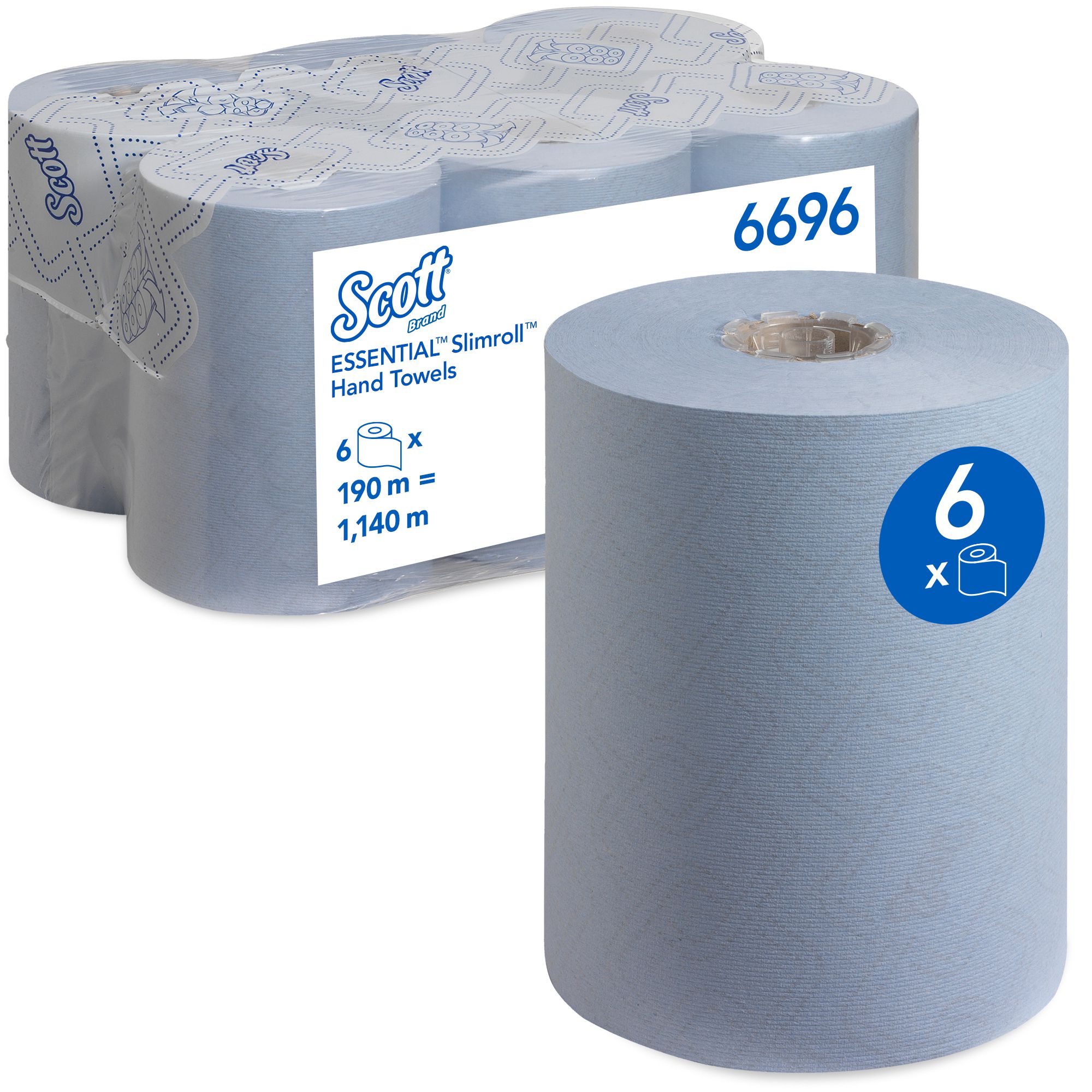 6696 Бумажные полотенца в рулонах Scott Essential Slimroll - 6 рулонов по 190 метров