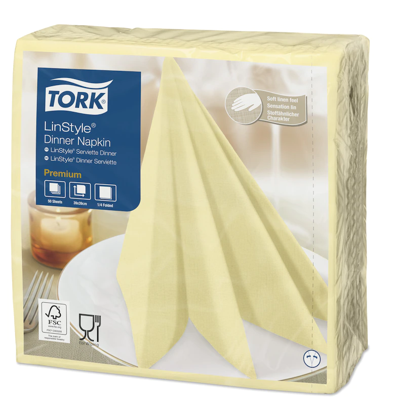 478712 Салфетка для ужина Tork Premium LinStyle светло-кремовые, 50 шт