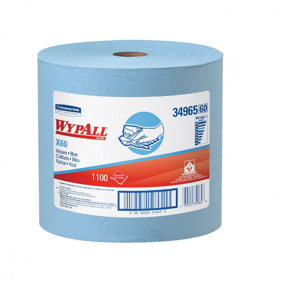 34965 Протирочный материал WypAll X60 для очистки проблемных поверхностей - 1 рулон, 1100 листов