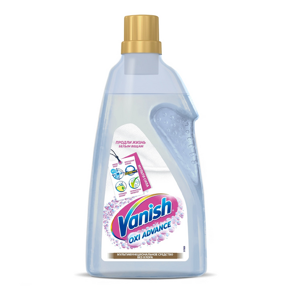 3143453 Отбеливатель-пятновыводитель Vanish Oxi Advance Мультисила для белых тканей, гель 1.5 л