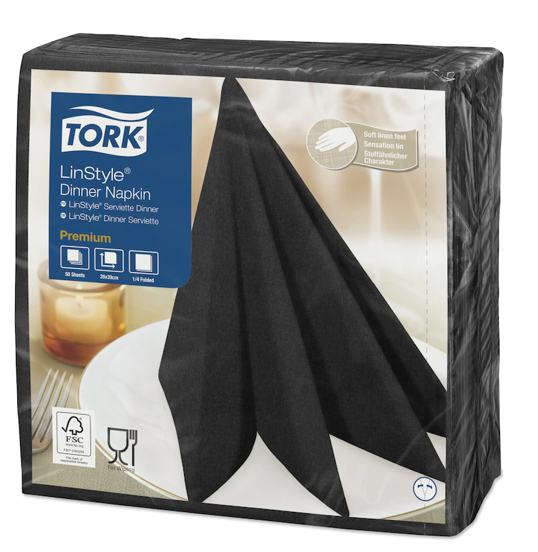 478726 Салфетка для ужина Tork Premium LinStyle черный, 50 шт
