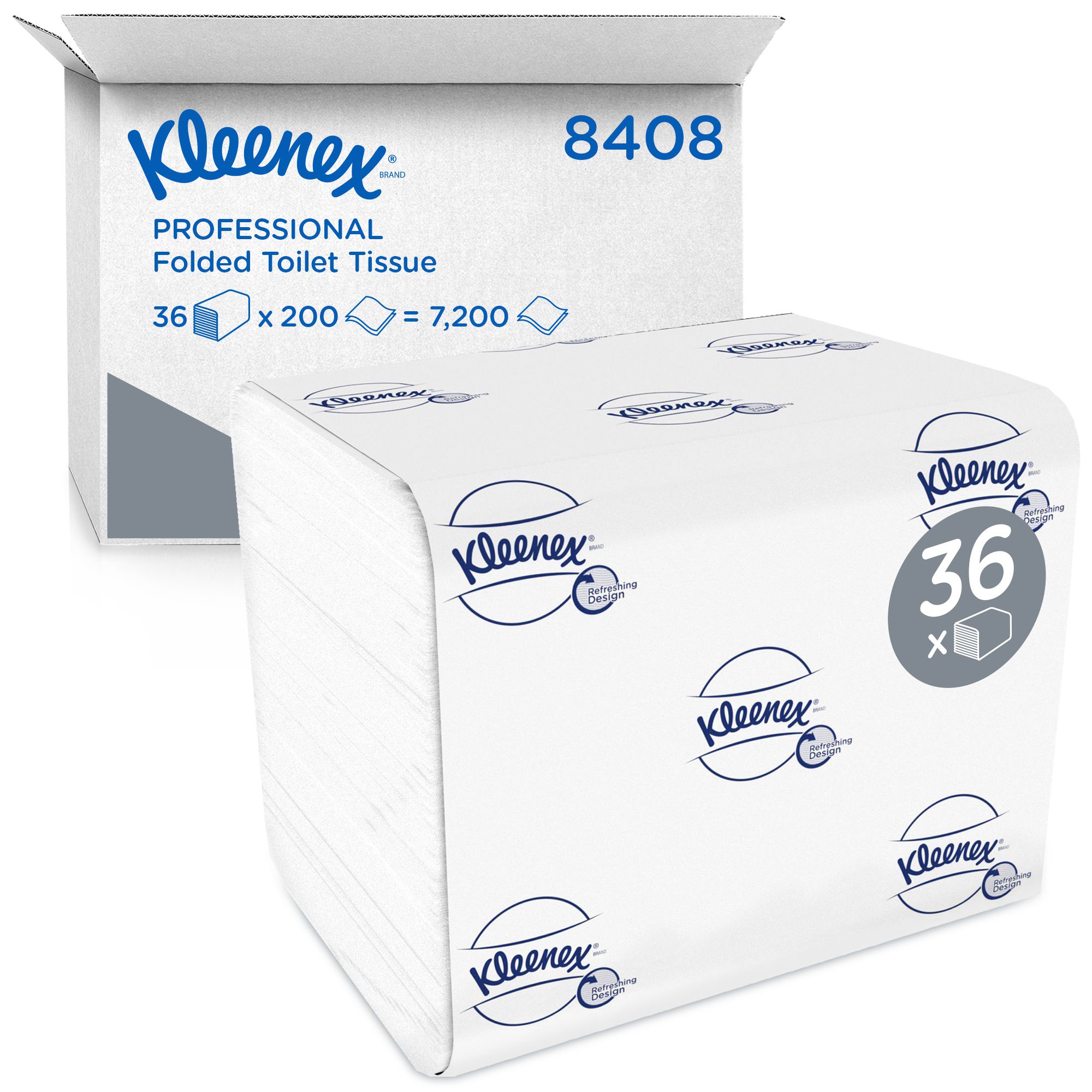 8408 Листовая туалетная бумага Kleenex Ultra премиум-качества - 36 пачек по 200 листов