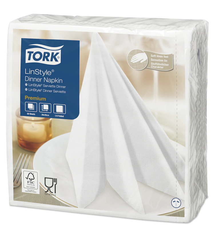 478711 Салфетка для ужина Tork Premium LinStyle белая, 50 шт